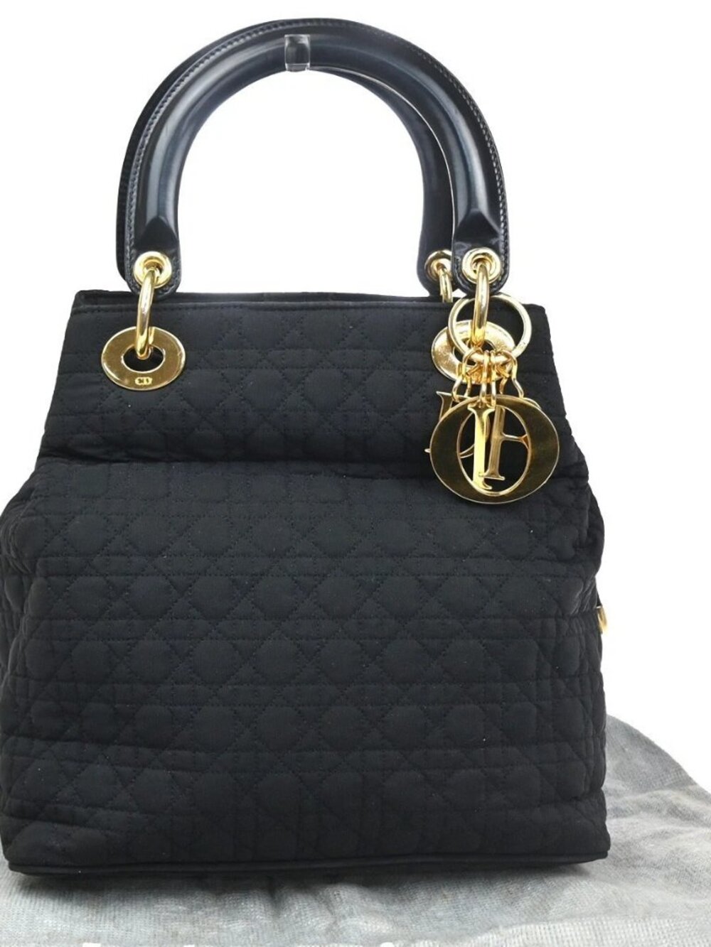 CHRISTIAN DIOR Lady Dior Cannage Hand bag Nylon leather Italy GHW 72KD052